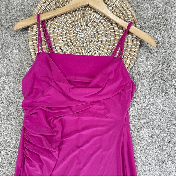 Zara Women’s Draped Neckline Midi Dress Sleeveless Blogger Favorite in Fuchsia M - Picture 4 of 14